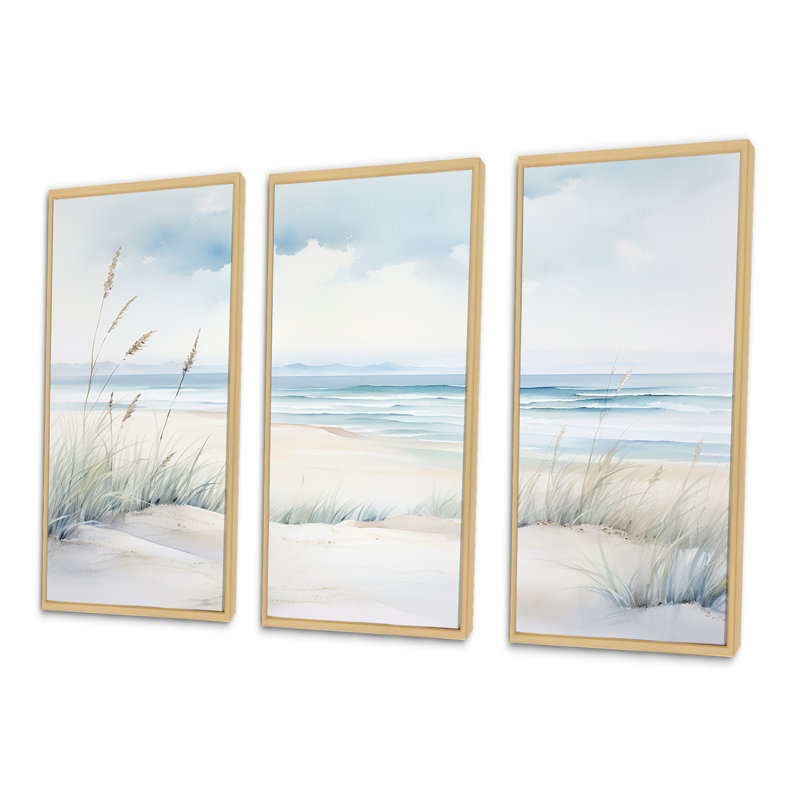 Ensemble de salon Soft Color Beach Horizon III - Coastal Minimalisme, H 32 po x l 48 po x P 1 po, Cadre flottant érable