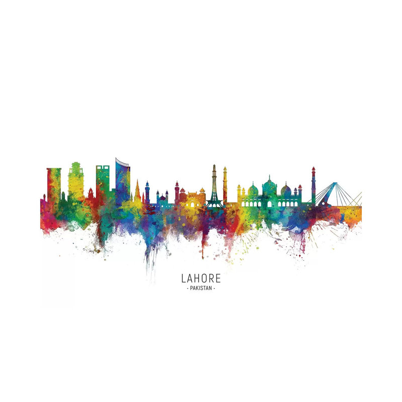 «Lahore Pakistan Skyline», impression sur toile tendue, H 40 po x l 60 po x 1,5 po