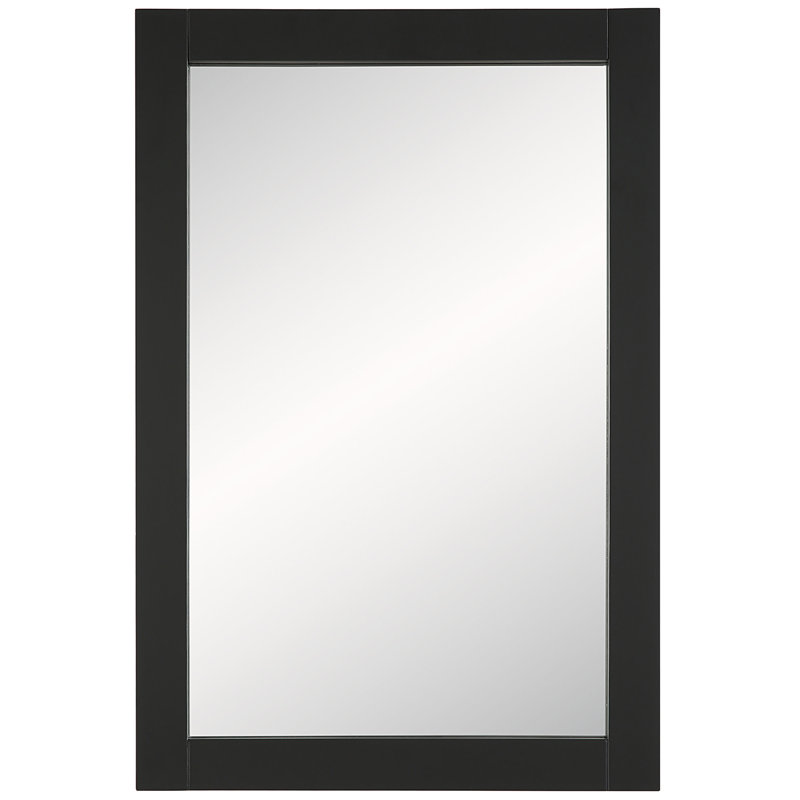 Akhari Wood Wall Mirror, Soft Matte Black, 30" x 24"