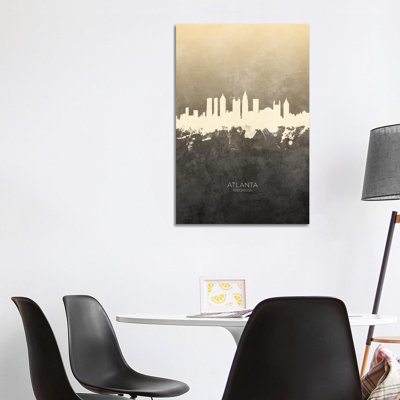Atlanta Georgia Skyline Taupe by Michael Tompsett - Wrapped Canvas Print
