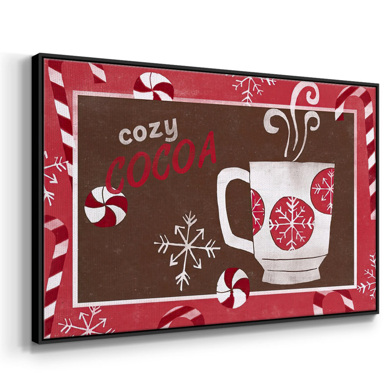 Cozy Cocoa Christmas Collection, toile tendue avec châssis en A, H 17 po x l 25 po x P 1,5 po, Toile avec cadre flottant noir