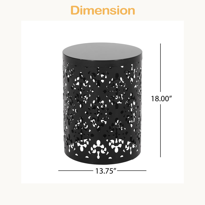 Table de bout d'extérieur en métal, Noir