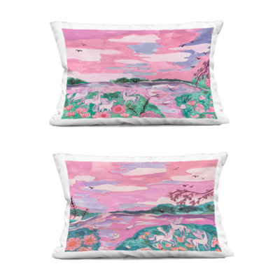 Coussin Stupell Industries Unicorn Nature Whimsy Design par Melissa Wang (ensemble de 2)