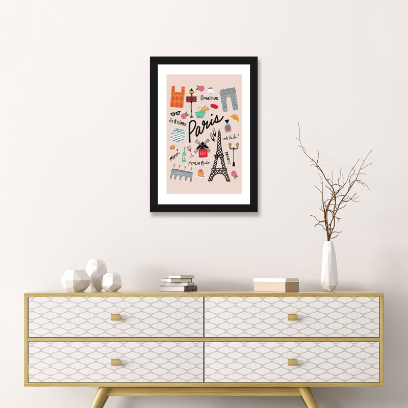 «City Love II» par Nina Seven - impression d'art graphique, H 24 po x l 16 po x P 1 po, Papier encadré noir