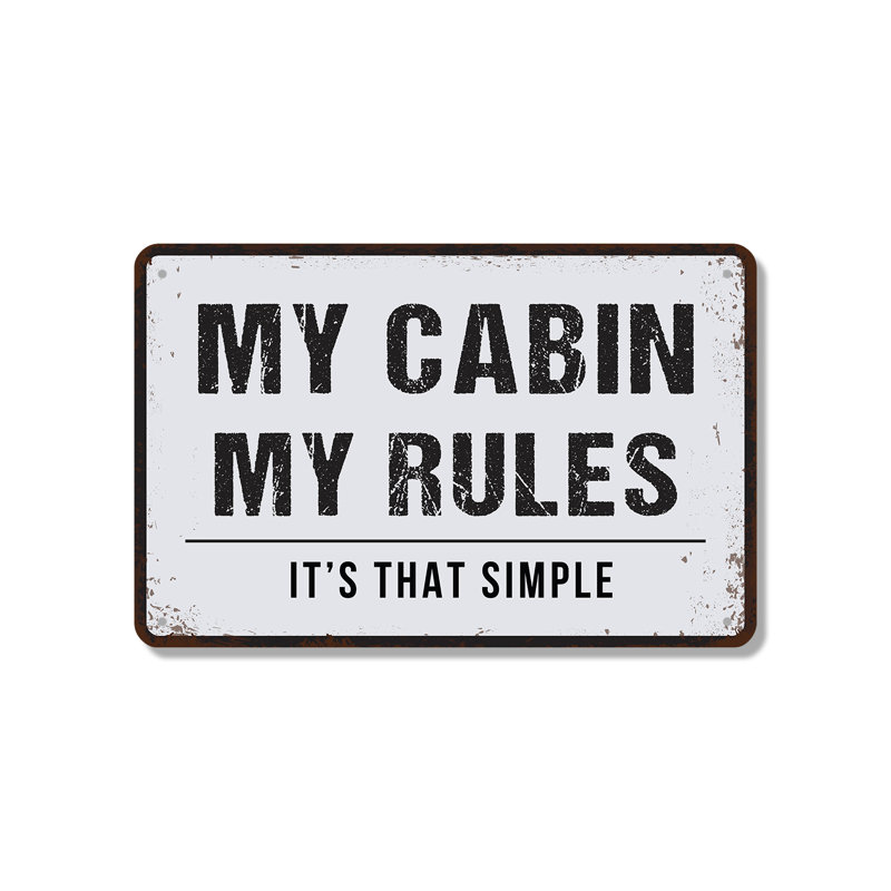 «My Cabin My Rules» (paquet de 2) enseigne de fantaisie en aluminium 7 po x 10 po