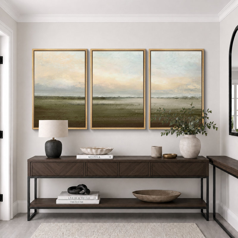 Reproduction d'art sur toile encadrée, 36" H x 72" W, Reproduction avec cadre flottant, Naturel