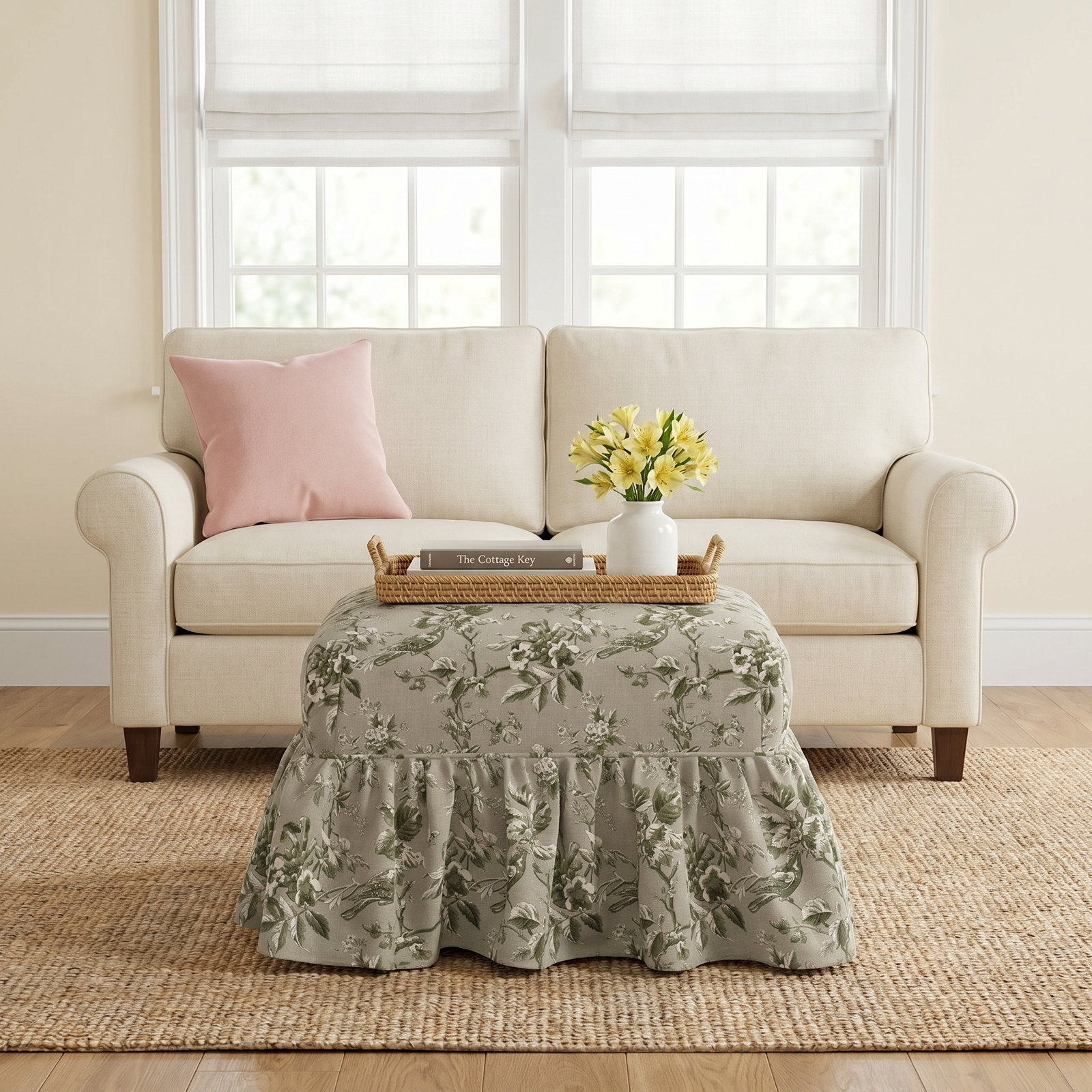 Stoffer Home x Cloth & Co. June Ottoman, Francie Sage