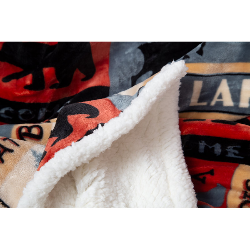 Rustic Multicolor Sherpa Fleece Oversized Throw Blanket 54" x 68"