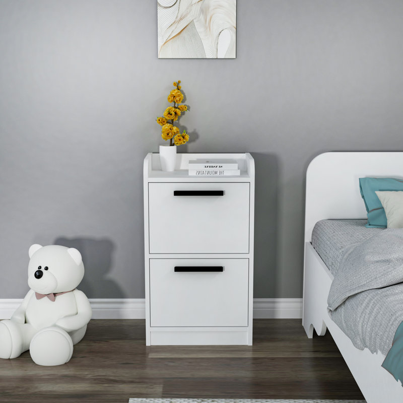 Meshonda 45cm W Manufactured Wood Bedside Table, White