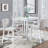 5 Piece Counter Height Table Set, Wooden Kitchen Table Set With Square Table And 4 Upholstered Chairs, Counter Height Dining Table With Crystal Decoration And Chair Set For Kitchen, Dining Room,White-1630950195-1630950193