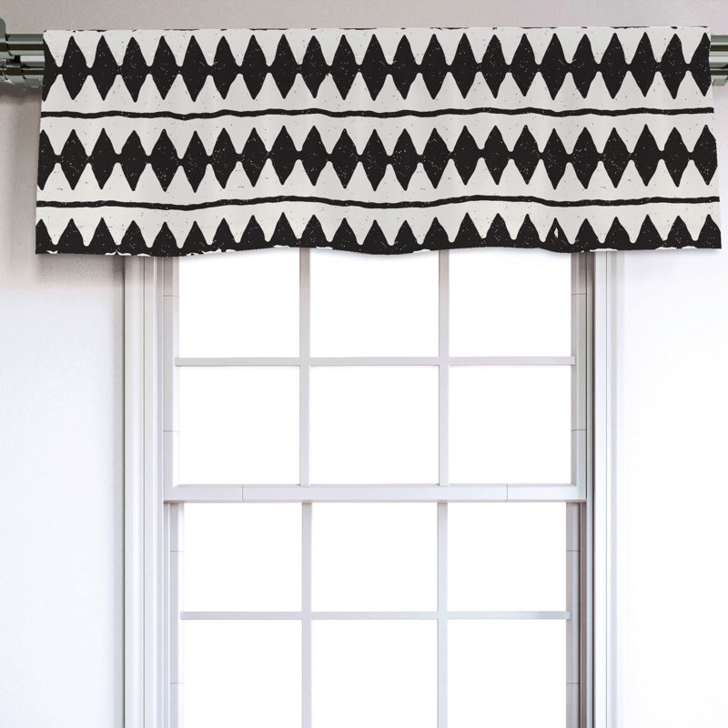 Sateen Geometric Ruffled Window Valance