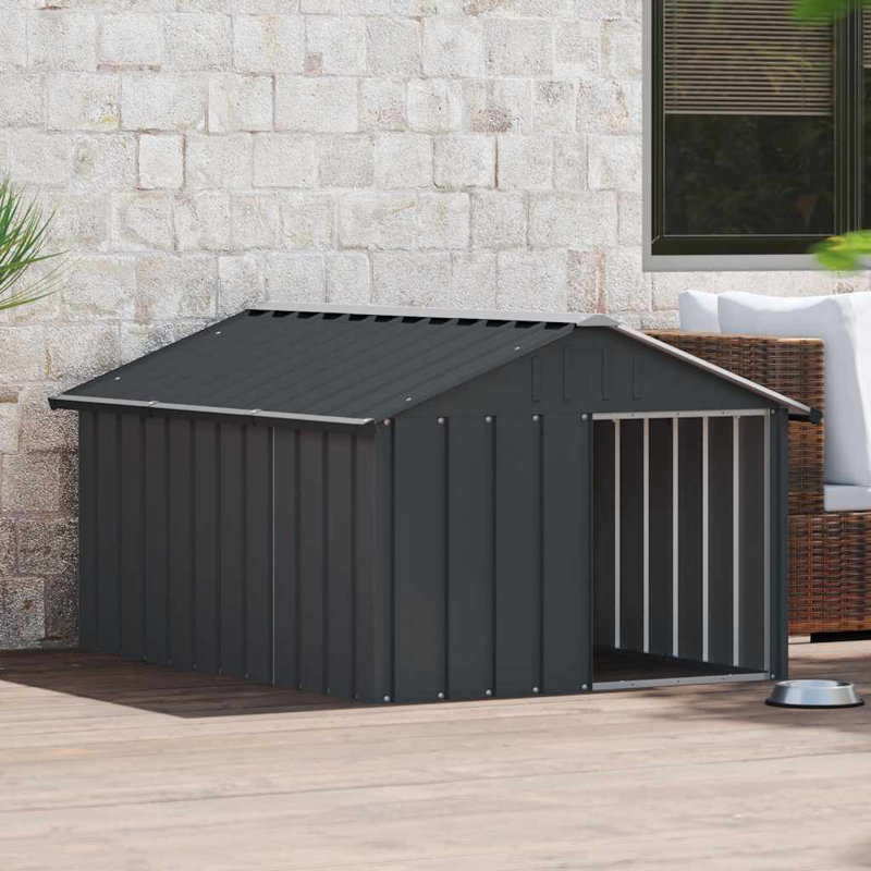 Grande niche pour chien durable en acier galvanisé vidaXL, Anthracite, H 32,1 po x l 45,9 po x P 60,2 po