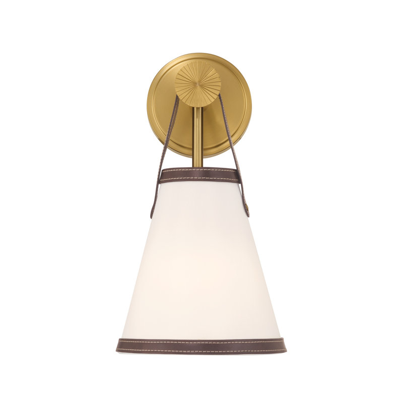 Libby Langdon Arimantas 7.25'' Luxe Gold Sconce, Gold, White/Brown