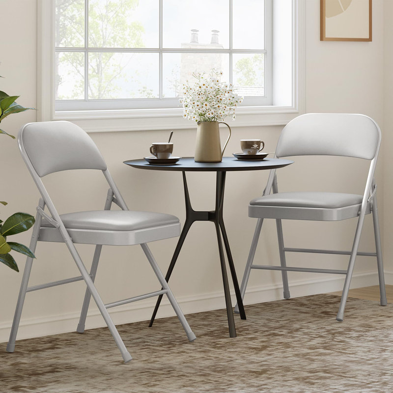 Chaises pliantes avec coussin et dossier rembourrés, Gris