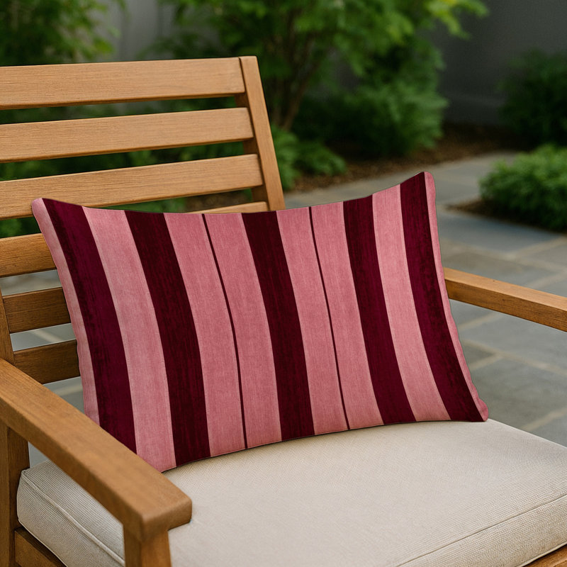 Indoor and Outdoor Throw Pillow, Rectangle 20"H x 14"W, Red Striped 312