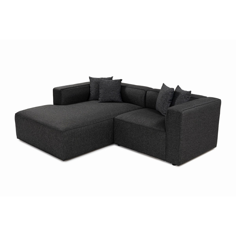 Canapé d'angle moderne de couleur anthracite 90,6 po x 27,2 po x 70,9 po | Tissu à texture douce, structure en hêtre et sapin, 30 coussins en mousse à densité moyenne | Siège élégant et confortable pour le salon, la salle familiale ou le bureau