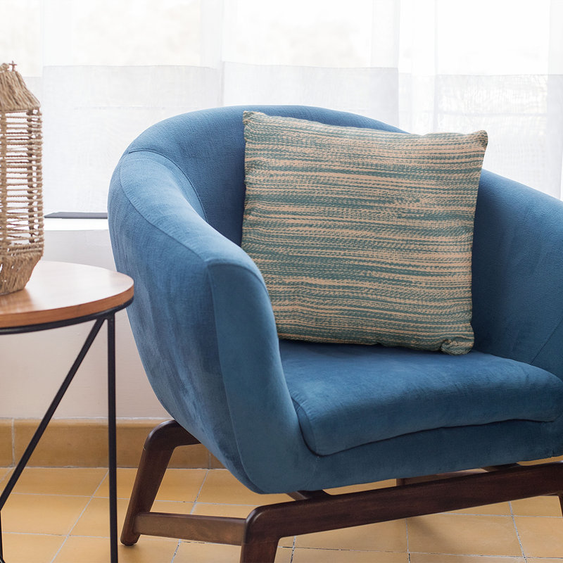 Coussin de douche à rayures en coton, 20" x 30", bleu