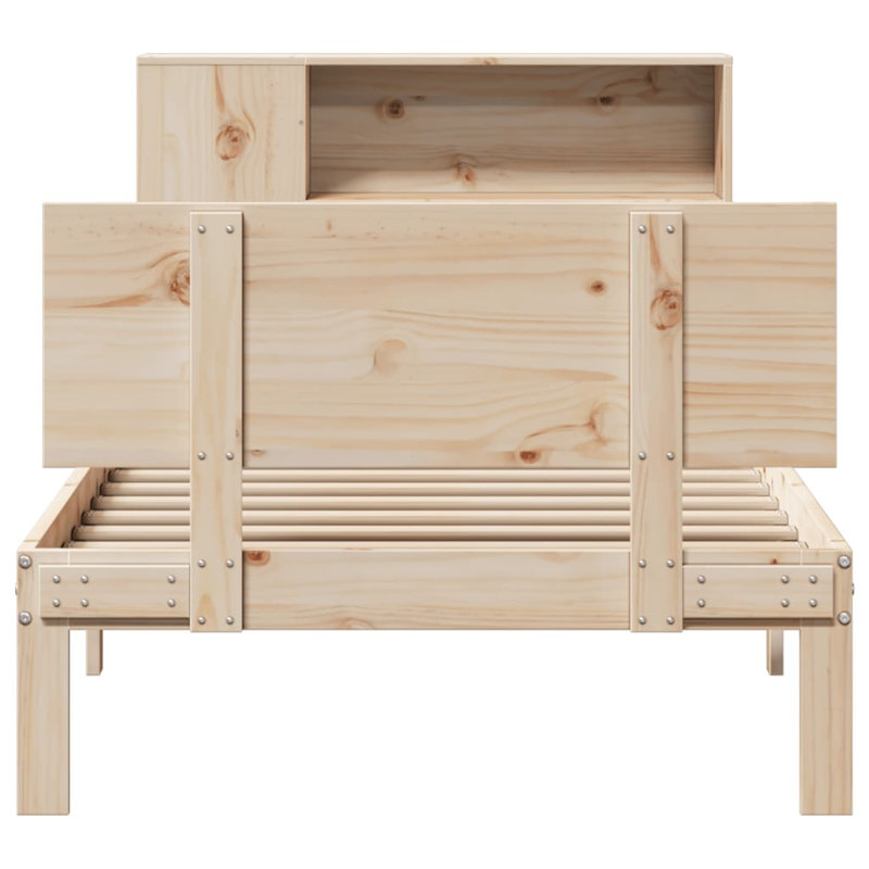 Bookcase Bed Without Mattress Solid Wood Pine, 96 x 219.5 cm, Natural