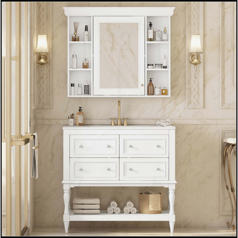 Meuble-lavabo 36 po avec armoire à pharmacie, Blanc
