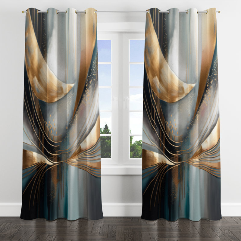 Rideau occultant moderne avec œillets Jacaria - 1 panneau, L 52 po x L 84 po, Golden Grommets