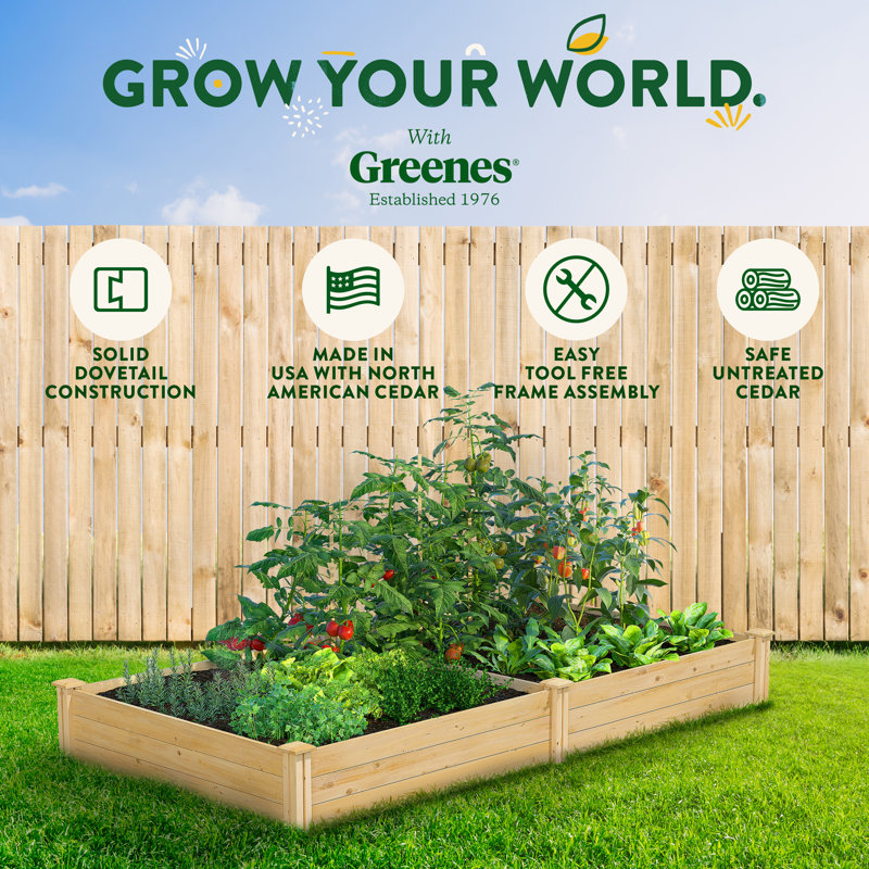  Classic Cedar Raised Garden Bed, 4' X 8' X 10.5" (1/2" Thick), 10.5" H x 96" W x 48" D