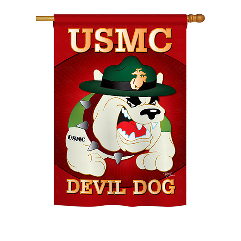 Drapeau maison en polyester 2 côtés devil dog, H 18,5 po x l 13 po
