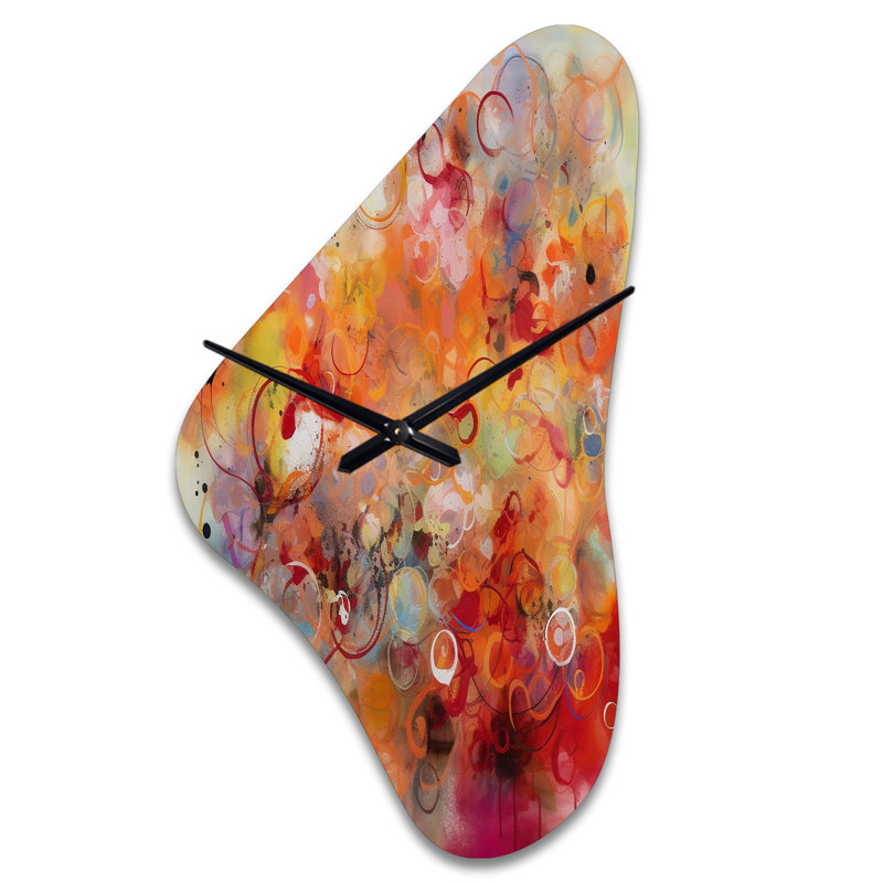 Schrang - Boomerang Shape Large Orange Wall Clock Sculpture, Grand