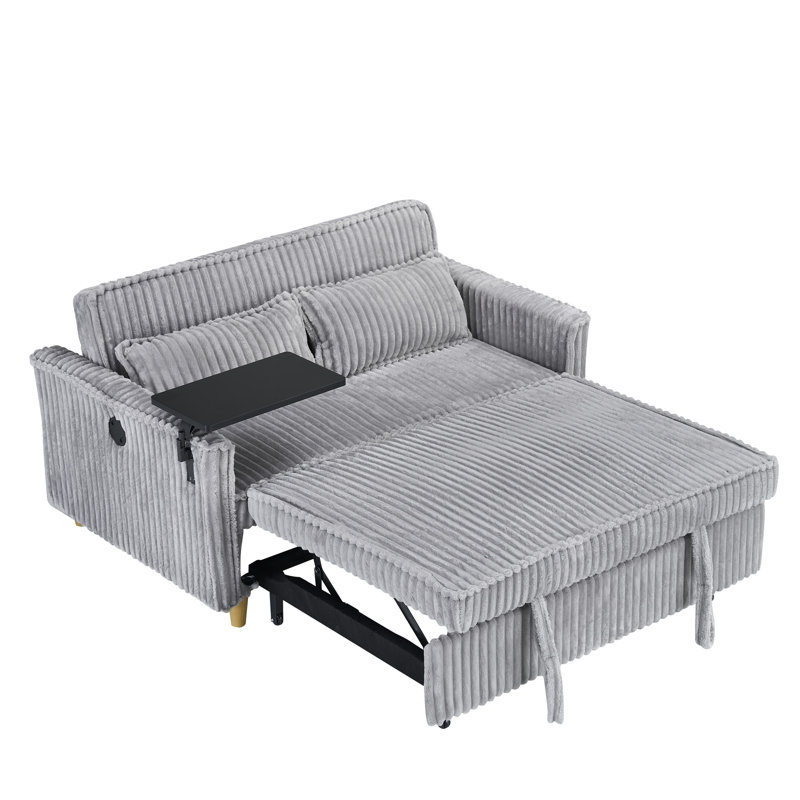 Velours côtelé gris luxueux avec plateau de table amovible et source d'alimentation avec comptoir et fente extraordinaires