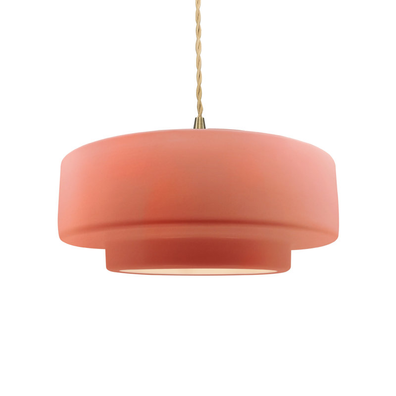 Luminaire suspendu à 1 lumière Meydan, H 5,25 po x l 14,5 po x P 14,5 po, Rosé brillant, Laiton brossé