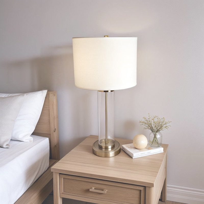 Lampe de table en nickel brossé avec interrupteur marche / arrêt Luna