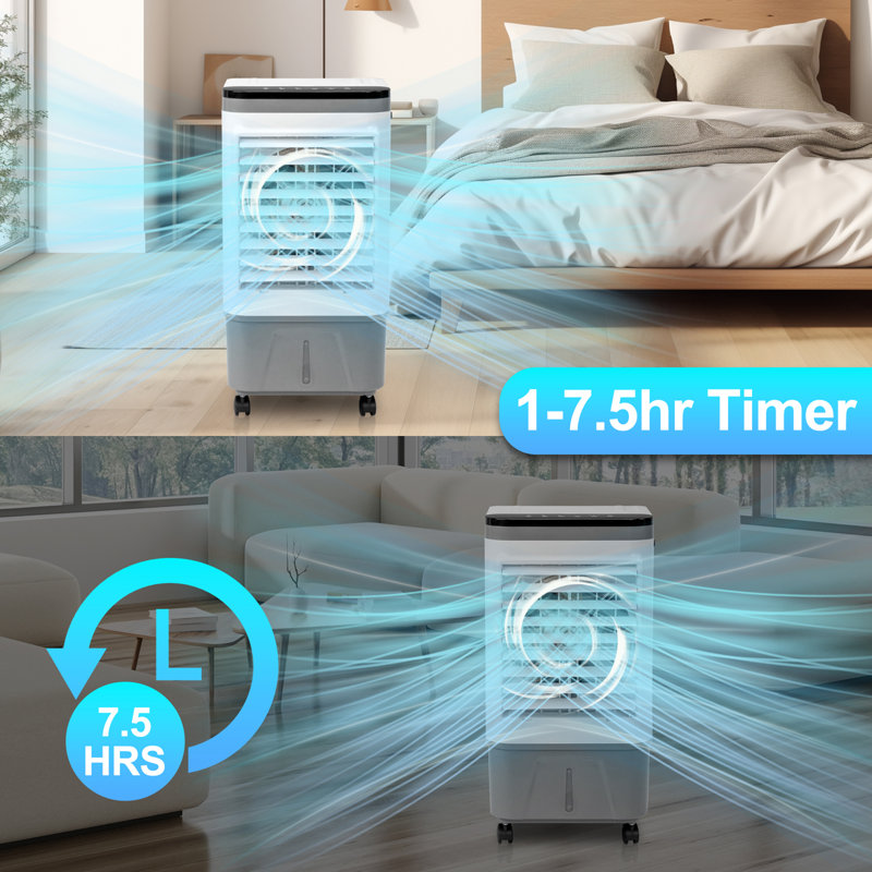 Portable Air Conditioner, Portable AC Unit With 4 Ice Packs For Room Up To 215 Sq.Ft, With Remote Control,12H Timer Settings,Gray And White