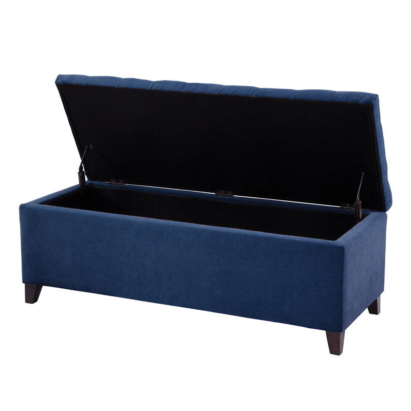 Banc de rangement à plateau capitonné Maniscalco, Bleu marine