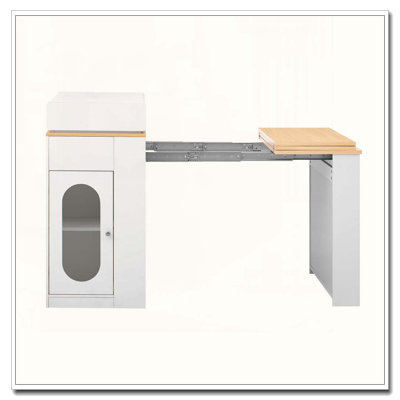 Extendable Dining Table with Folding Tabletop, Drawers, and Power Outlet