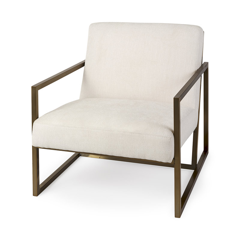 Fauteuil en polyester 28,25 po Solange, Mélange de polyester beige, Doré