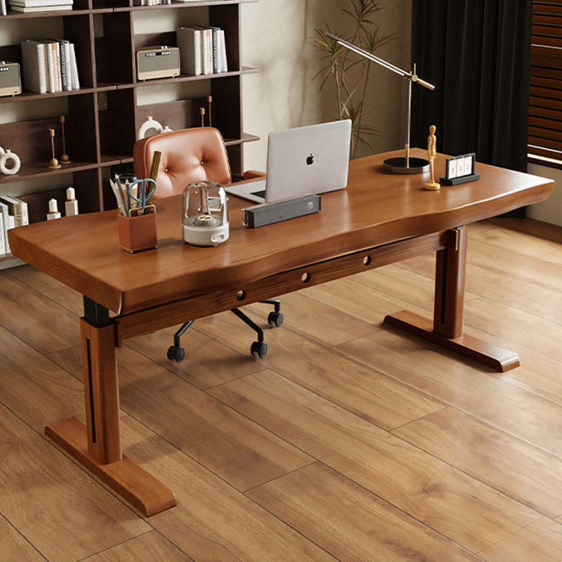Bureau rectangulaire en bois massif noyer, H 26,77 po x L 70,87 po x l 27,56 po