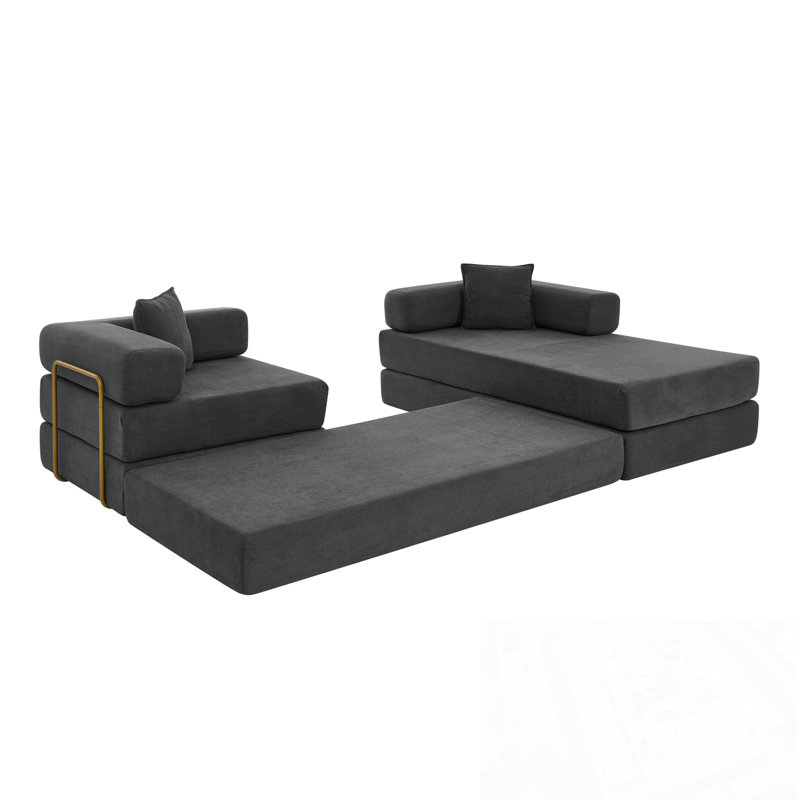 Canapé modulaire en L Boneless, Gris