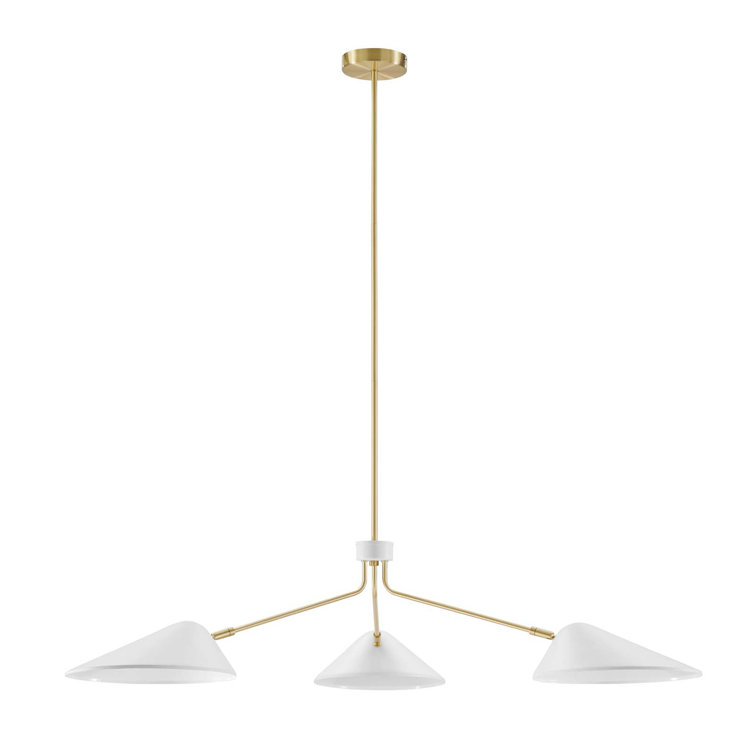 3-Light 14" Arm Pendant In White