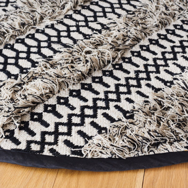 Natura Flat Weave Cotton Southwestern Rug, Round 6'