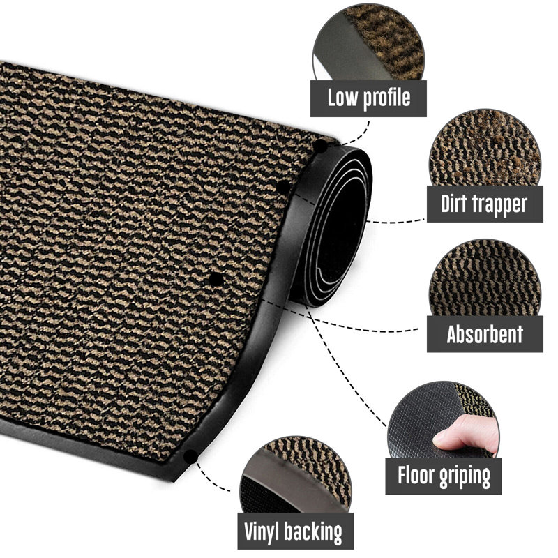 Geathers Non-Slip Indoor/Outdoor Use Doormat, Brown, 60cm W x 180cm L