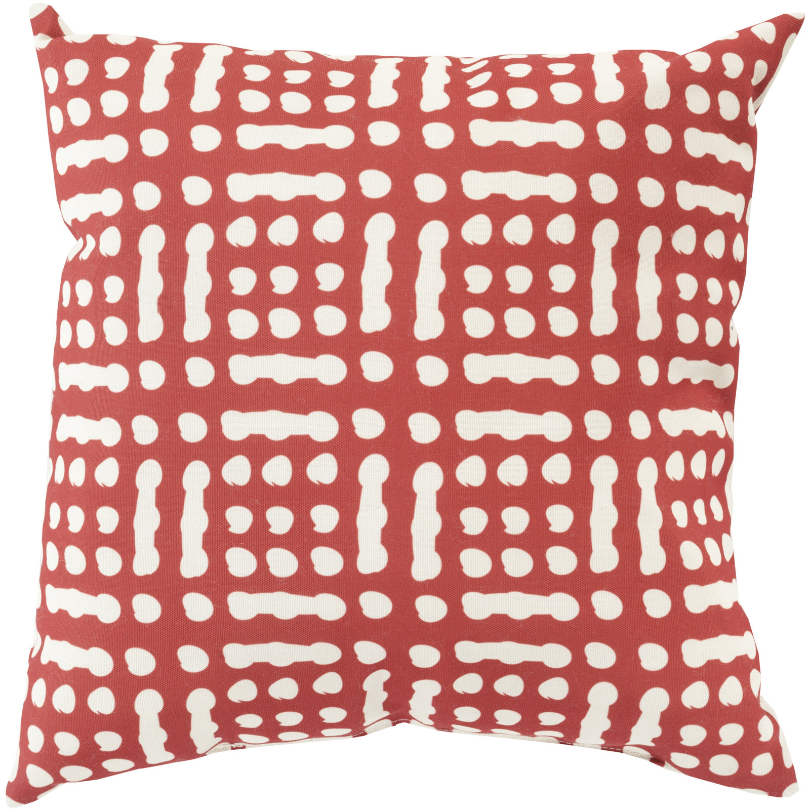 Winsor Geometric Indoor/Outdoor Throw Pillow, Red/Neutral, 20" H x 20" W x 5" D