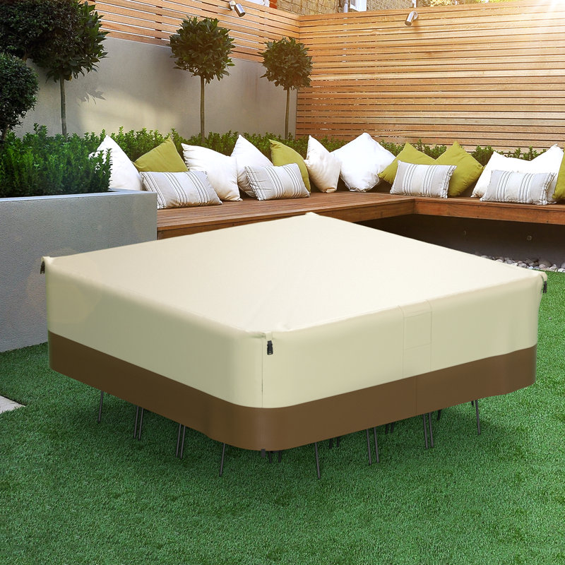 Heavy Duty Patio Dining Table & Chair Set Cover Waterproof Outdoor Furniture Cover, 28'' H x 74'' W x 74'' D