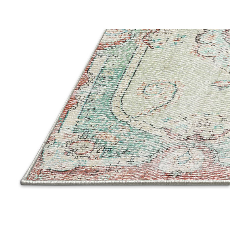 Tapis gris/bleu marine/rouge traditionnel Odelle, Rectangle 5 pi x 7 pi