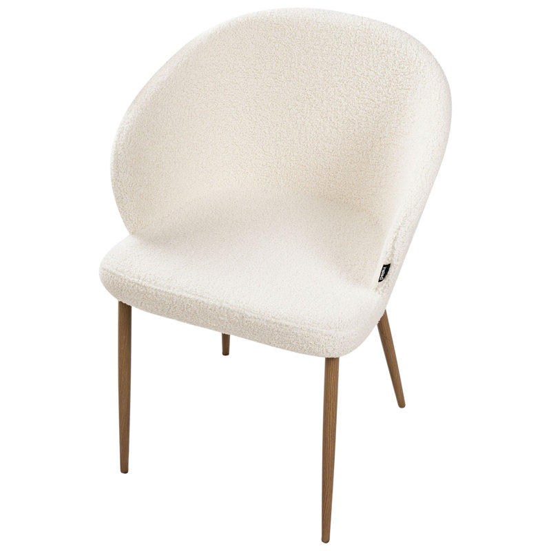 43cm H Boucle Upholstered Metal Upholstered Back Armchair in White, Brown