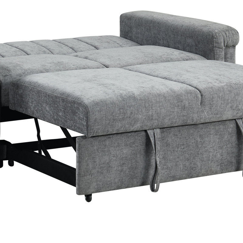 Versatile Convertible Sofa, Gray, 31.15" H x 61.05" W x 33.85" D