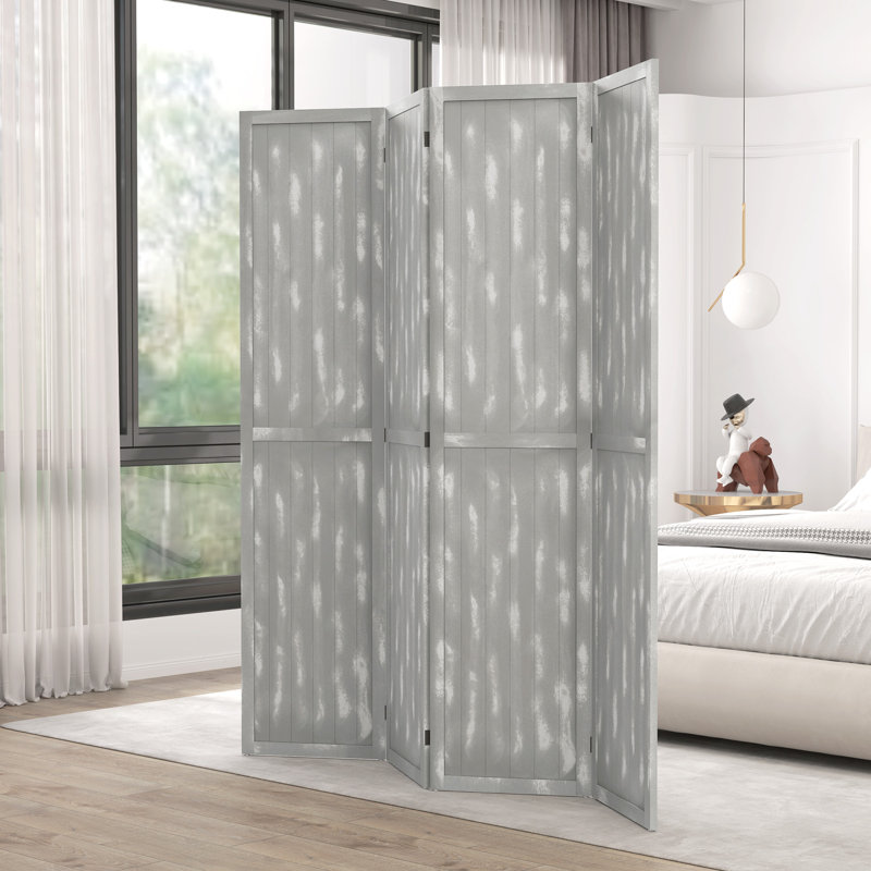 Paravent 5,5 "à 4 panneaux pliables, gris
