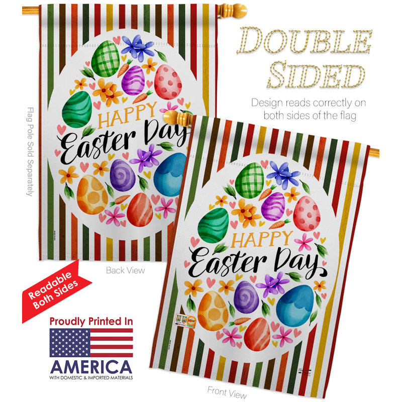 Double Sided 40 in. H x 28 in. W Polyester Easter House Flag