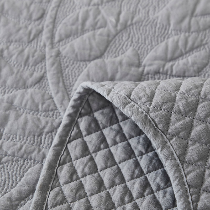 Cotton Quilt Set, Queen Quilt + 2 Standard Shams, Noble Grey