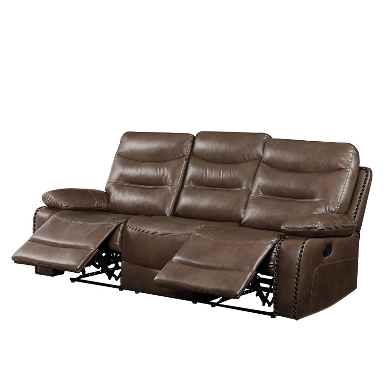 Canapé inclinable en cuir brun Aashi