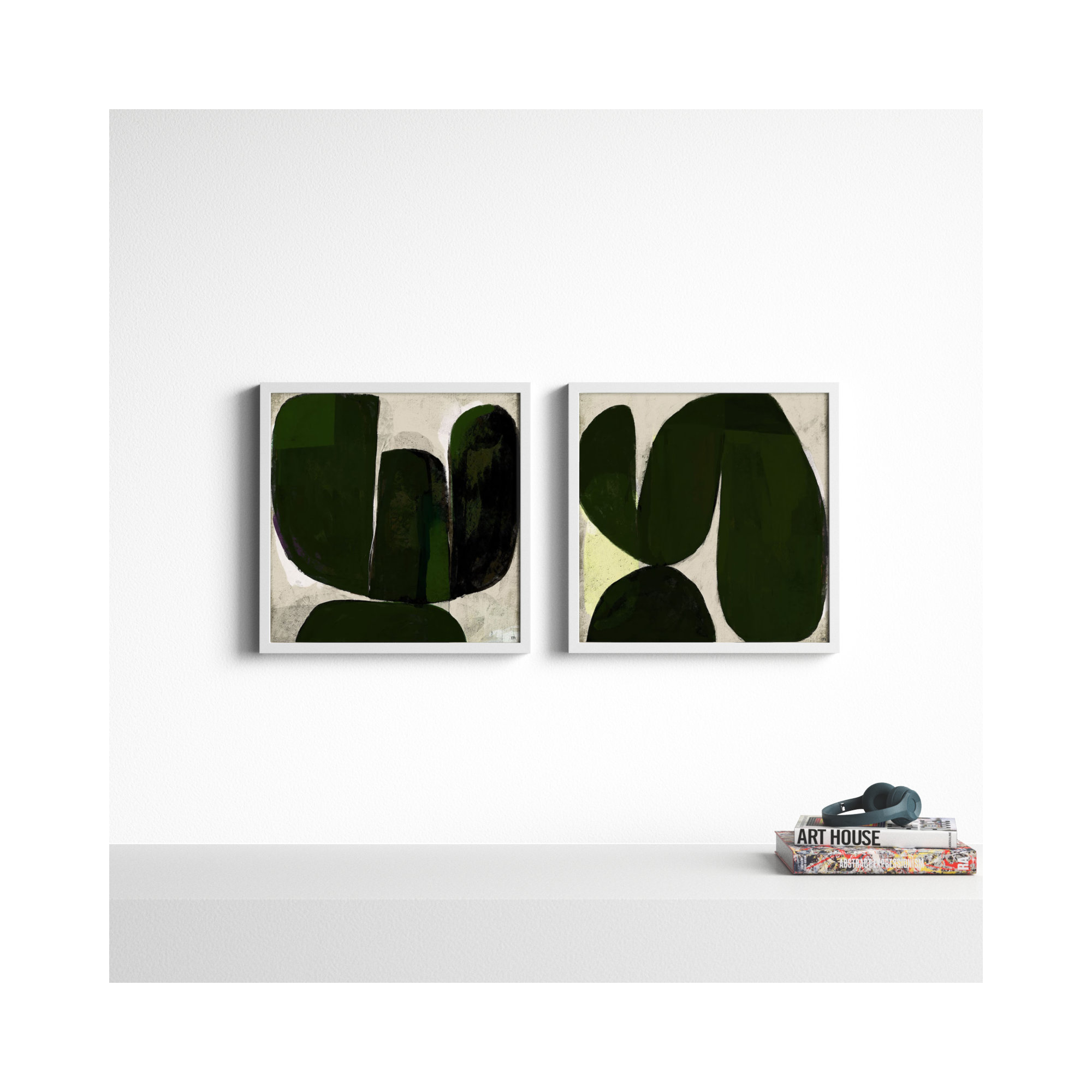 Succulent Set Of 2 by StudioM, 24" H x 24" W x 1.25" D, White