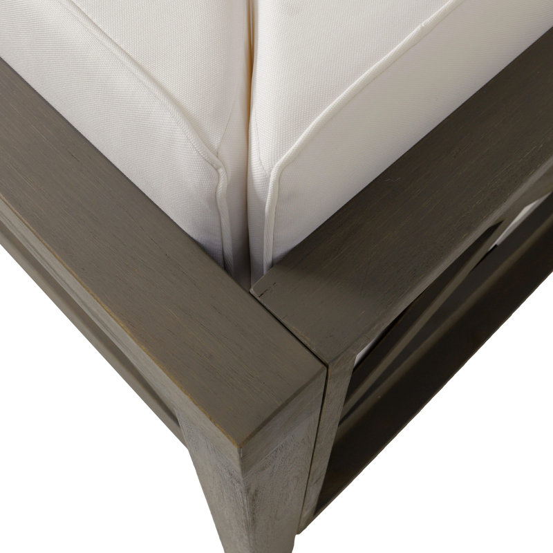 BANC D'ANGLE EN X AVEC TABLE BASSE, Blanc